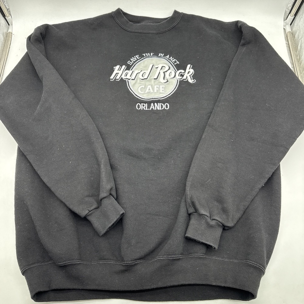 Vintage Hard Rock Cafe Orlando Crewneck Sweatshirt Mens XL Black Made USA
